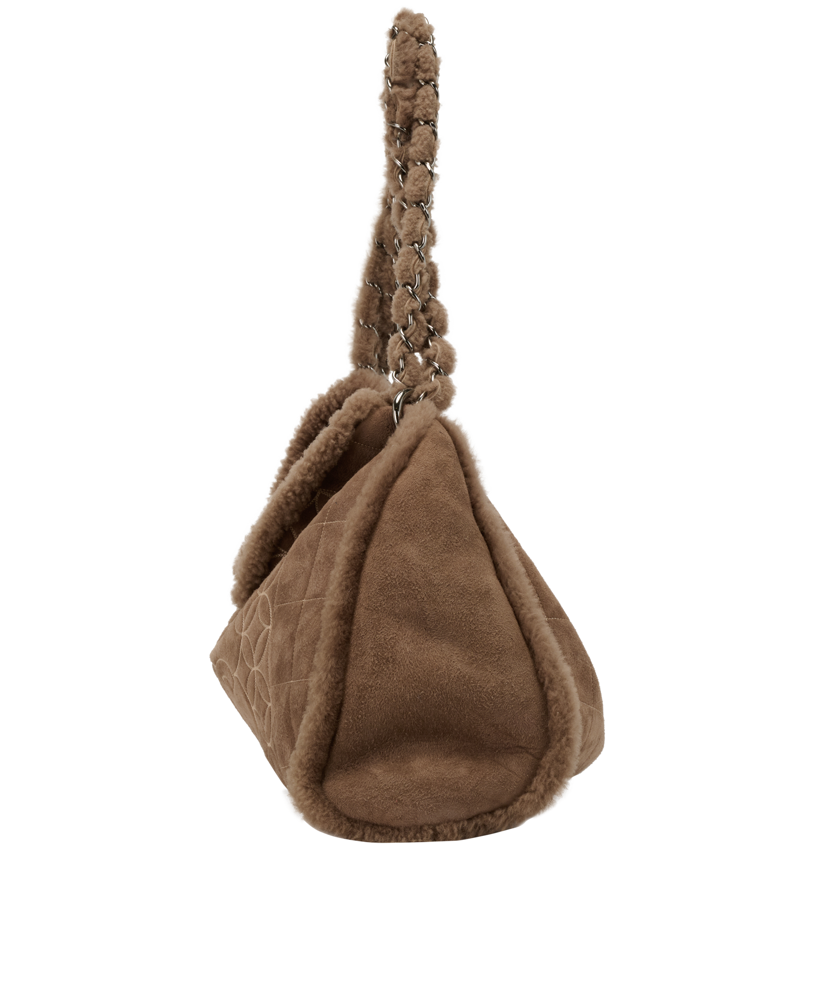 Embroidered CC Tote, &pound;1,800, Handbags, Brown, Shearling, Bottom view